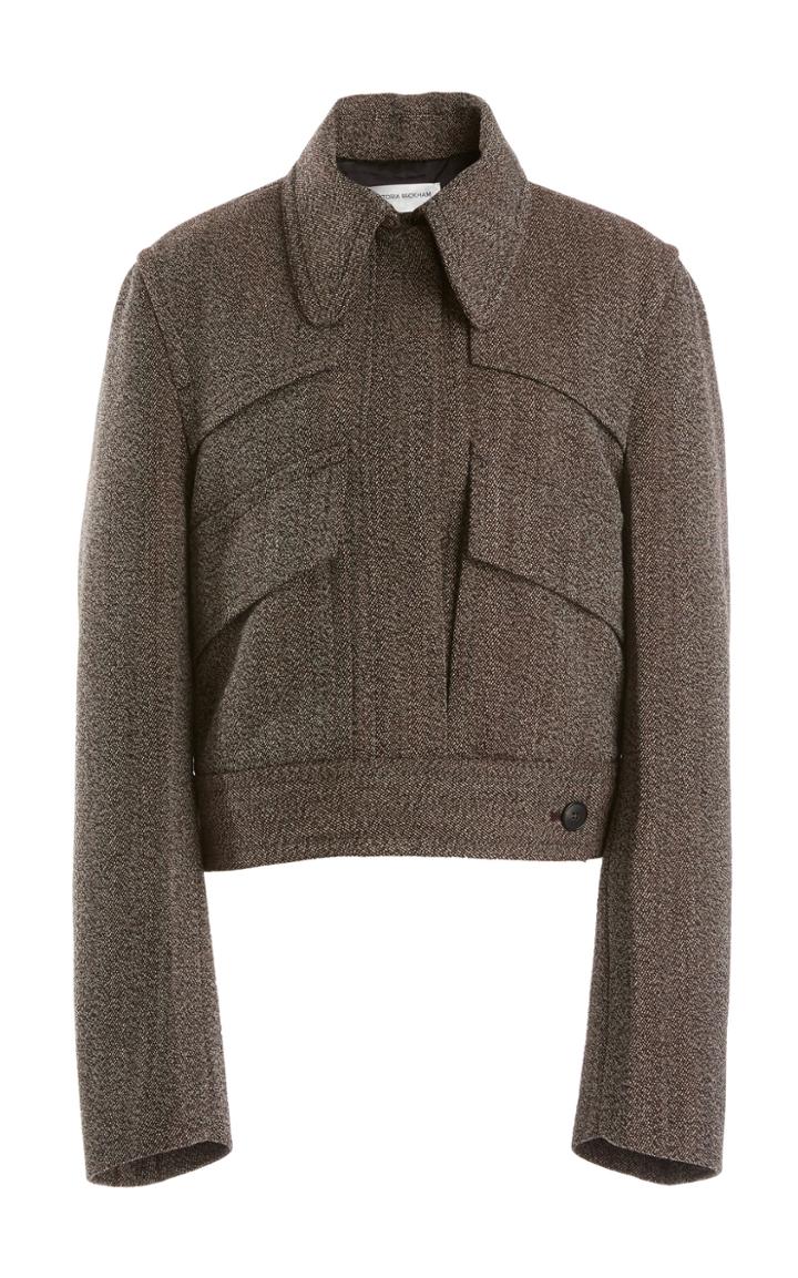 Moda Operandi Victoria Beckham Mlange Woven Cropped Military Jacket