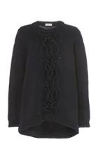 Delpozo Embellished Merino Wool Cable Knit Sweater