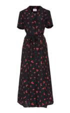 Hvn Maria Cherry-printed Silk Midi Dress