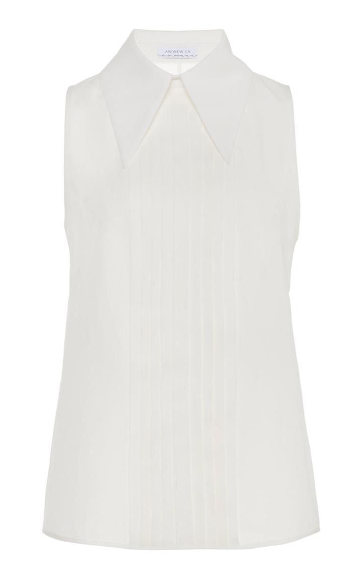 Moda Operandi Andrew Gn Pleated Silk Sleveless Top