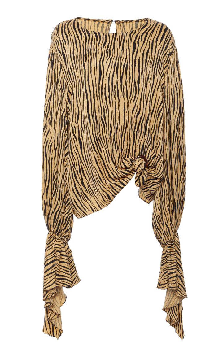 Christian Siriano Tiger Stripe Tie Sleeve Blouse