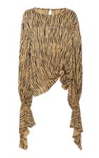 Christian Siriano Tiger Stripe Tie Sleeve Blouse