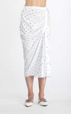 Moda Operandi N21 Ruched Crystal-embellished Cotton Midi Skirt