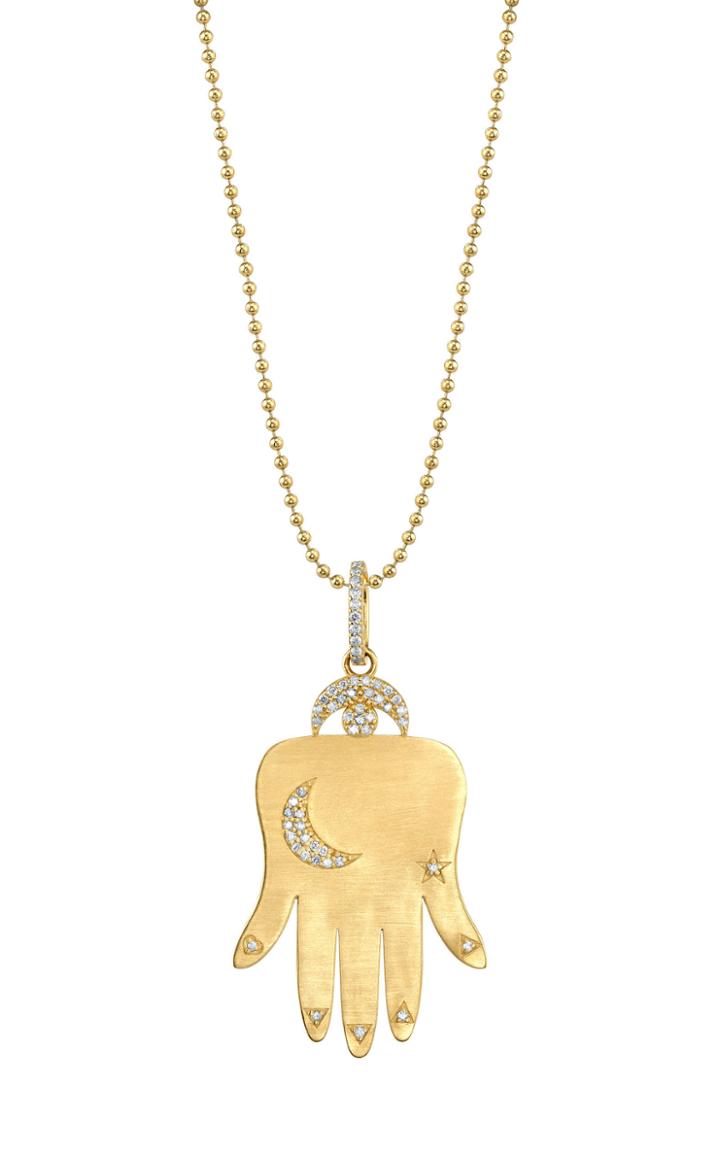 Sheryl Lowe Gypsy Hand Of Fortune 14k Gold Diamond Necklace