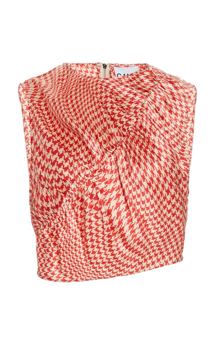 Moda Operandi Ganni Printed Silk-satin Top
