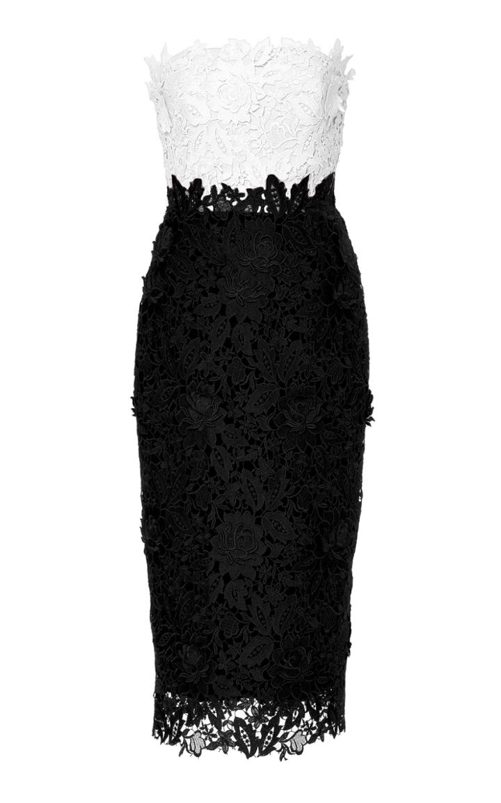 Lela Rose Strapless Guipure Lace Sheath Dress