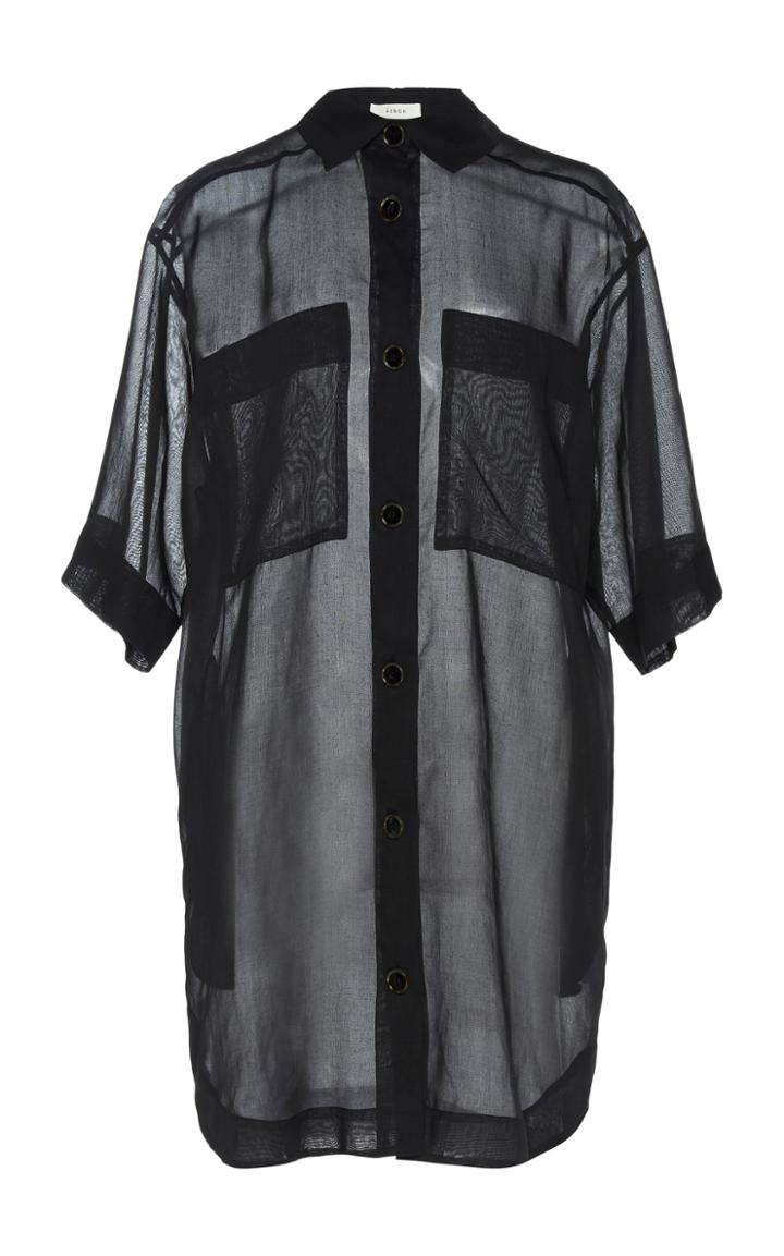 Moda Operandi Eron Tammy Linen-blend Sheer Shirt Dress Size: 32