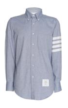 Thom Browne Stripe-detailed Cotton-flannel Button-down Shirt