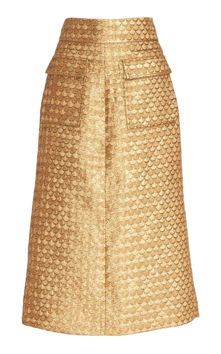 Johanna Ortiz Salida Del Sol Lurex Jacquard Midi Skirt