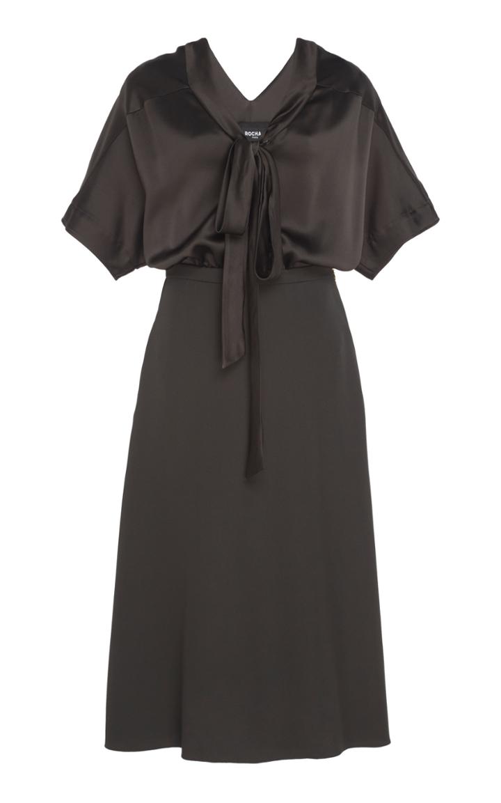 Rochas Satin Short Sleeve A-line Dress