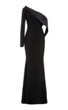 Christian Siriano Textured Crepe Off The Shoulder Draped Gown