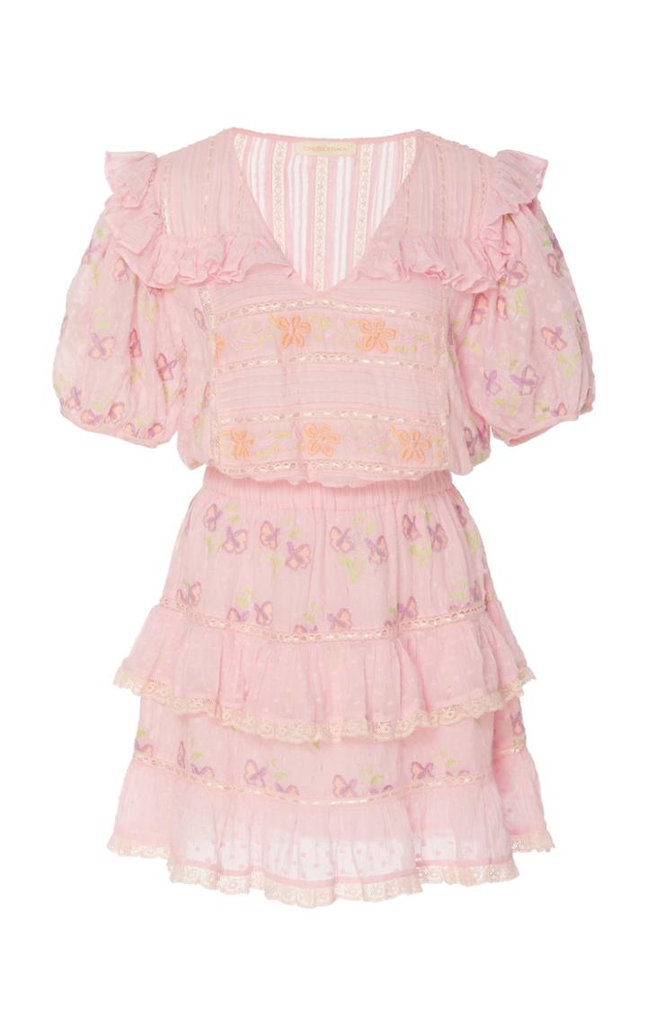 Moda Operandi Loveshackfancy Sorelle Cotton Ruffle Shoulder Dress Size: P