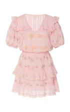 Moda Operandi Loveshackfancy Sorelle Cotton Ruffle Shoulder Dress Size: P