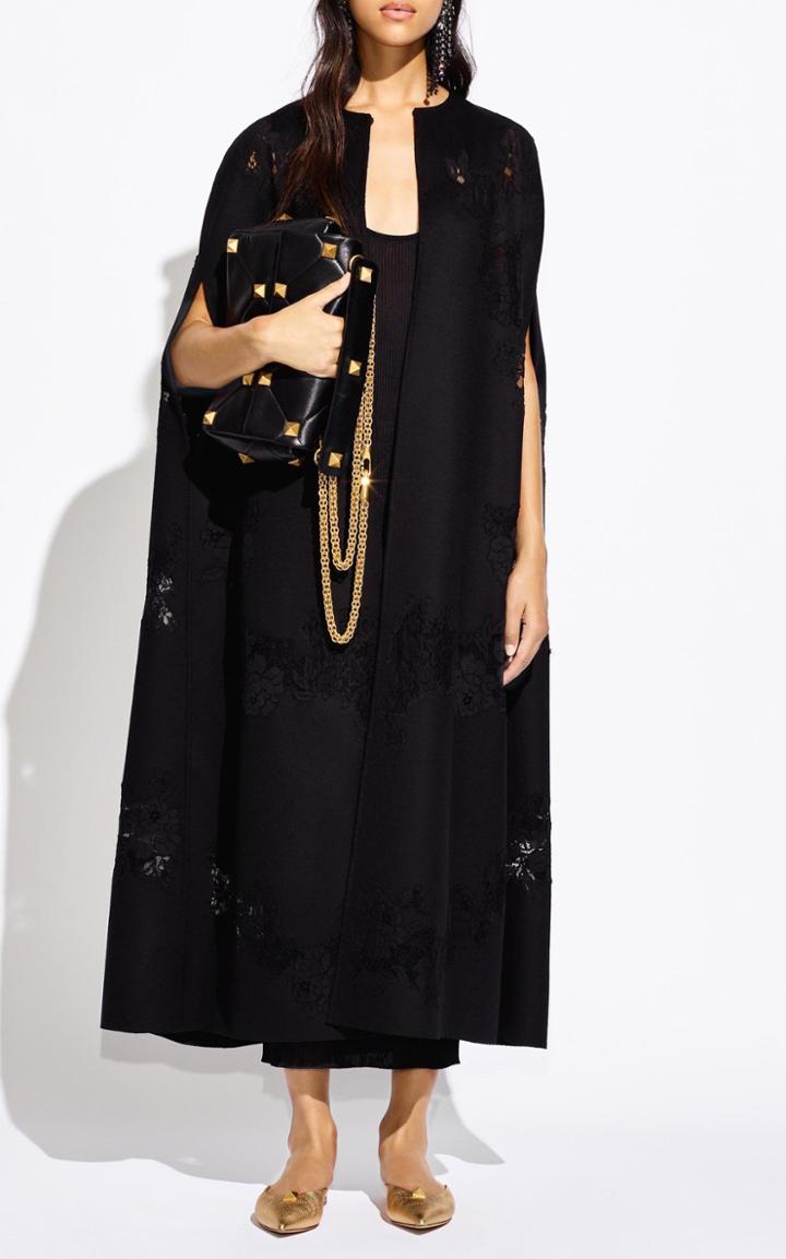 Moda Operandi Valentino Lace-inset Wool-cashmere Cape