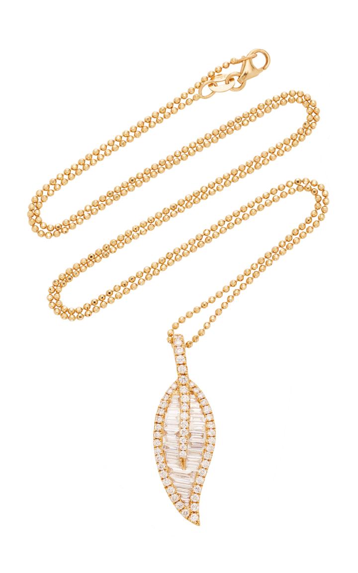 Anita Ko Leaf Large 18k Gold Diamond Necklace