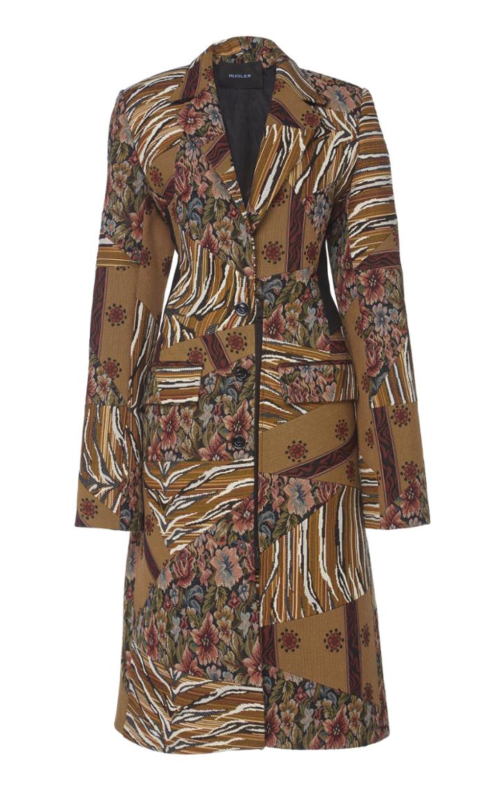 Mugler Paneled Patchwork Tapestry Twill Coat