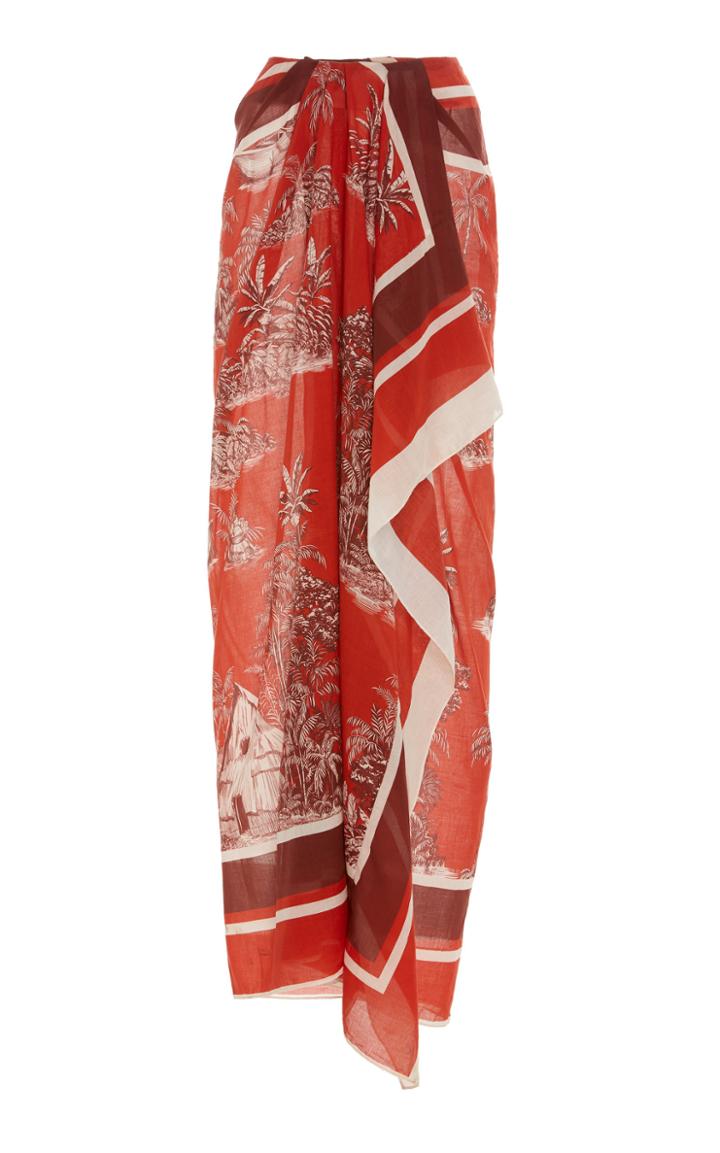 Johanna Ortiz Thatchina Printed Cotton-voile Pareo