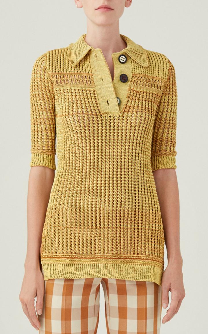 Moda Operandi Marina Moscone Cotton-blend Crochet Polo Top