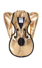 Moda Operandi Moschino Puffed Sleeve Metallic Leather Dress Size: 38