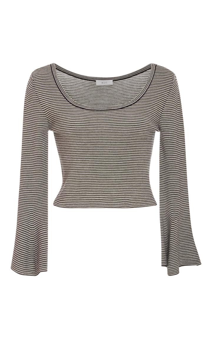 A.l.c. West Black Striped Flare Sleeve Top