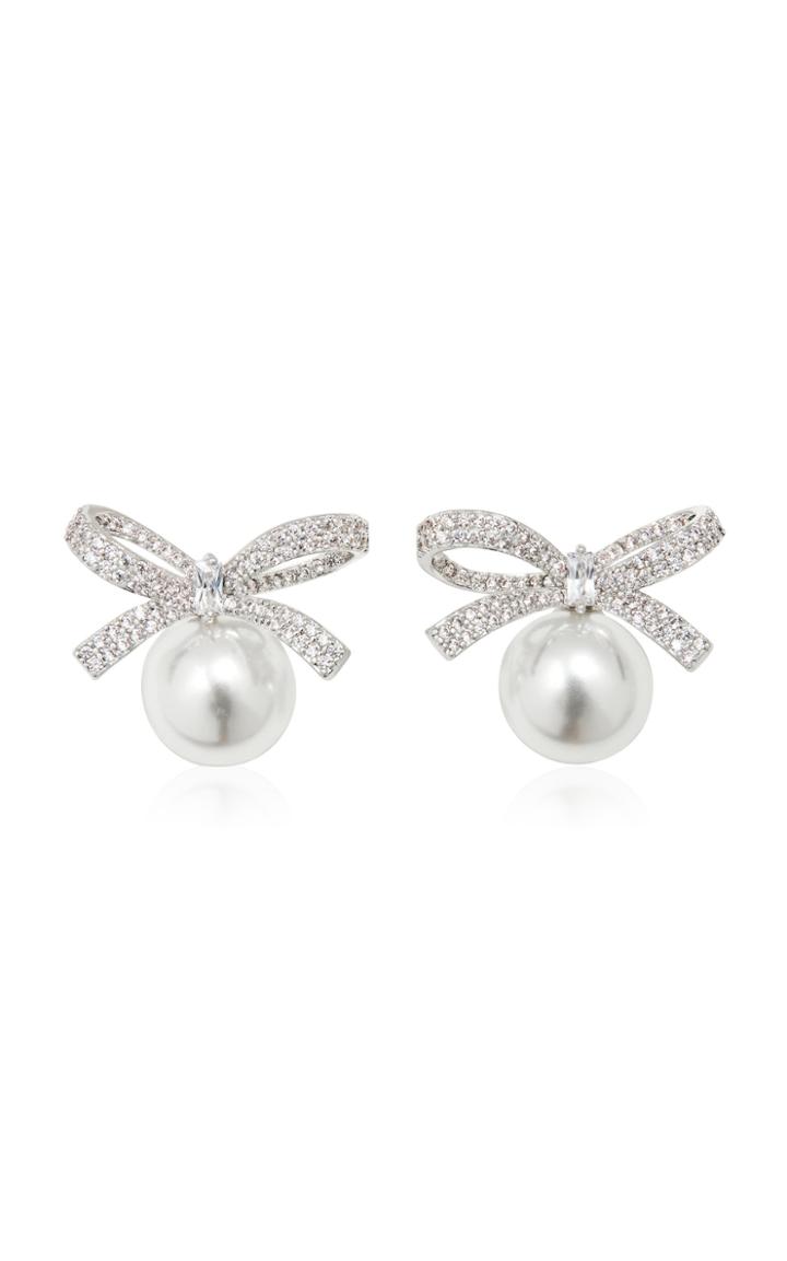 Fallon Pearl And Crystal-embellished Brass Earrings
