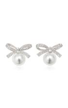 Fallon Pearl And Crystal-embellished Brass Earrings