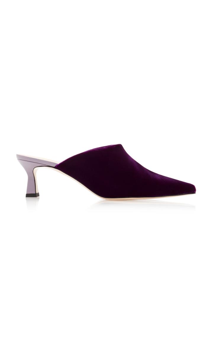 Wandler Bente Leather-trimmed Velvet Mules Size: 36