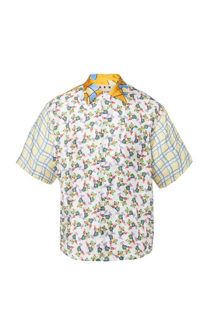 Marni Mix Print Silk Short Sleeve Shirt