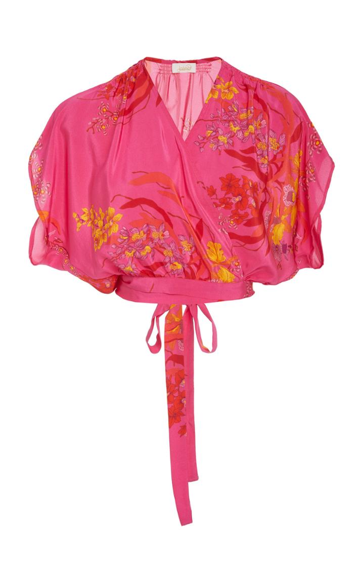 Jaline Nina Print Silk Wrap Top