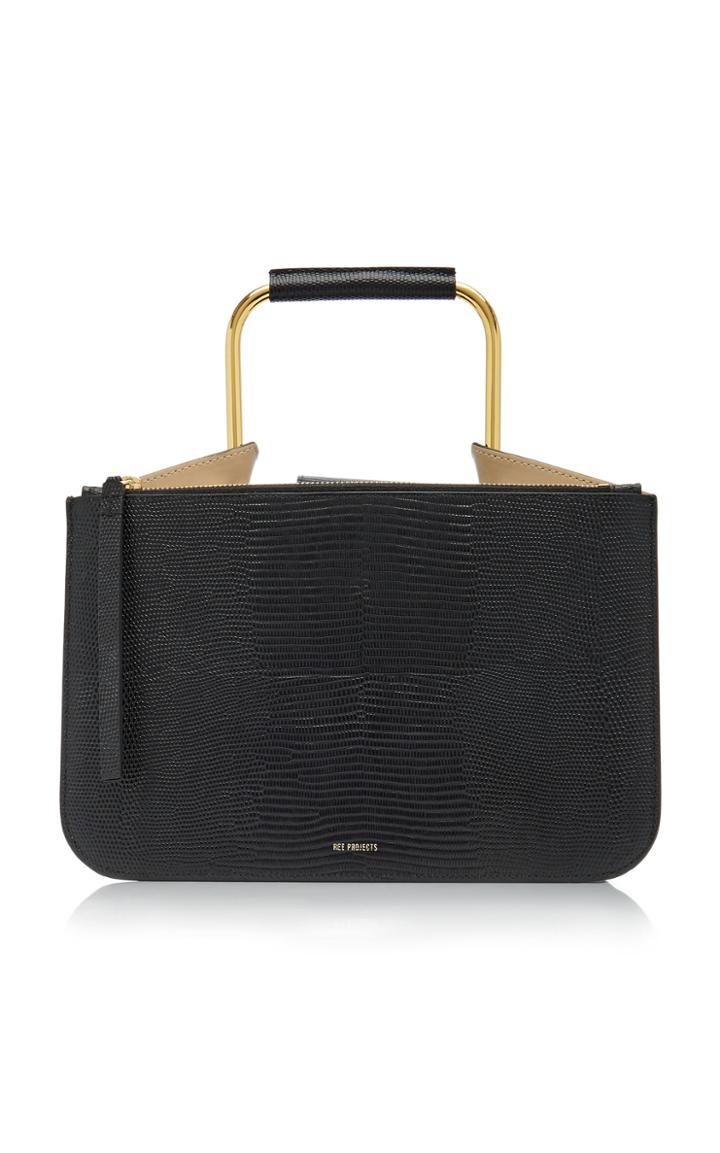 Ree Projects Tess Lizard-effect Leather Top Handle Bag