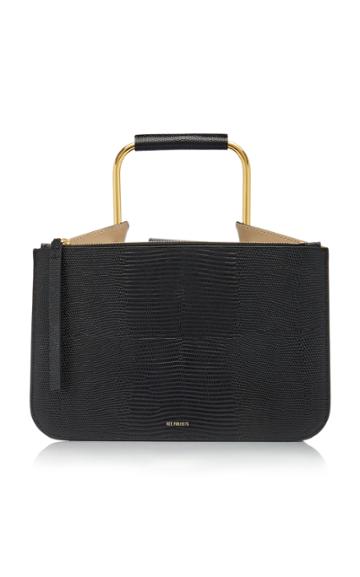 Ree Projects Tess Lizard-effect Leather Top Handle Bag