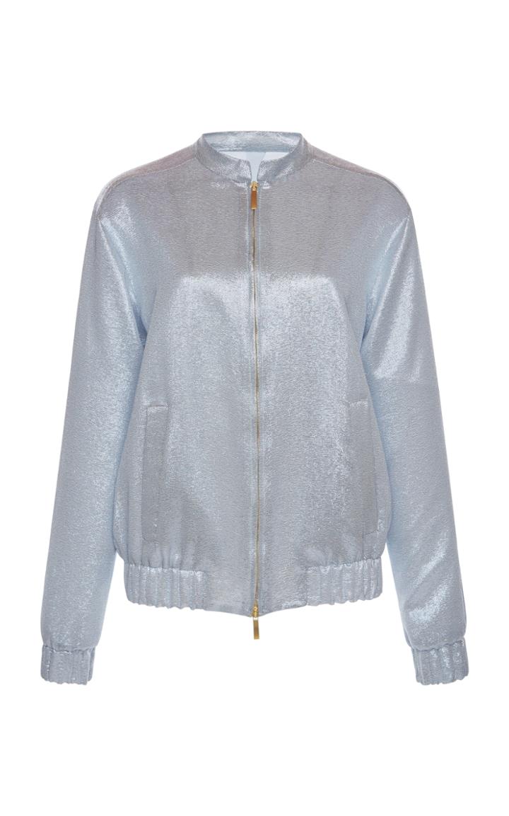 Alberta Ferretti Silk Lame Bomber