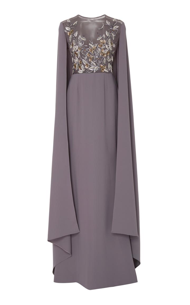 Georges Hobeika Bead Embroidered Cape Dress