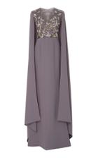 Georges Hobeika Bead Embroidered Cape Dress
