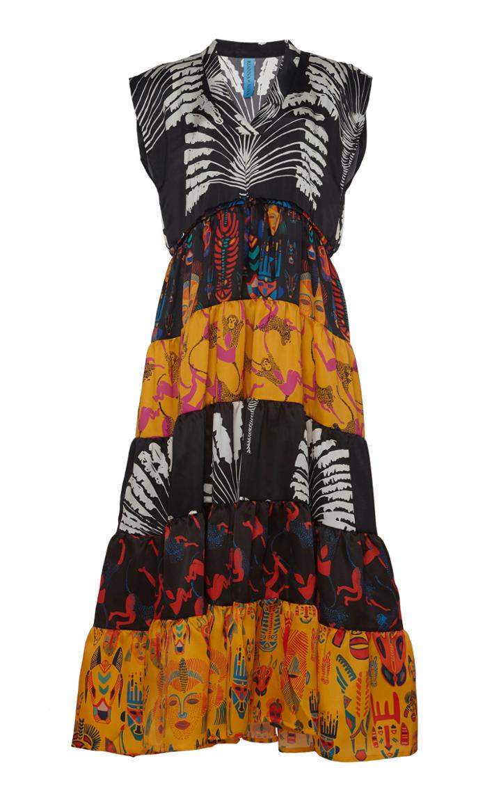 Rianna + Nina Leticia Silk Volant Maxi Dress