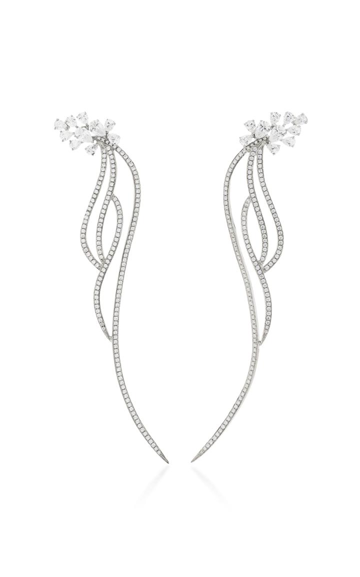 As29 Flow Four Line Earrings With Pear-shape White Sapphires
