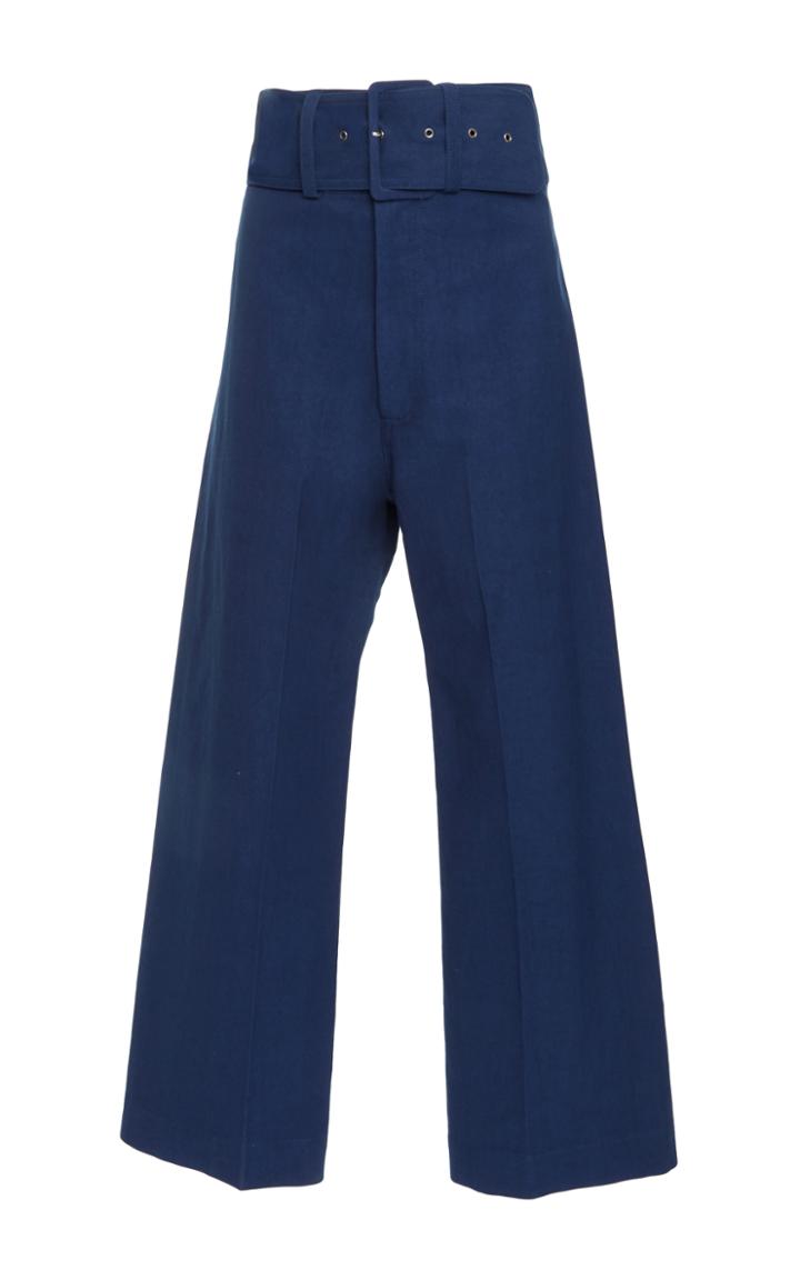 Sea Belted Cropped Cotton-blend Pants