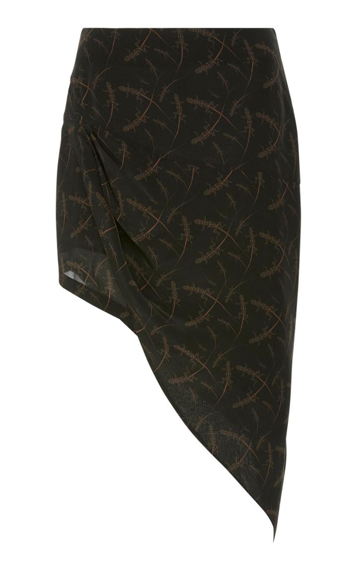 Zeynep Aray Asymmetric Printed Silk Skirt