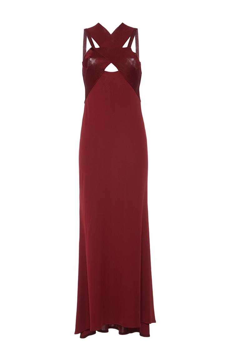 Roberto Cavalli Bordeaux Banded Jersey Knit Dress