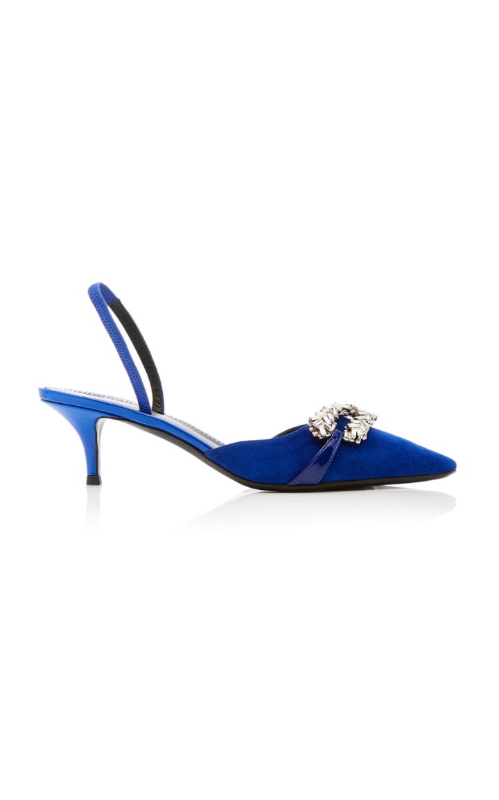 Giuseppe Zanotti Notte Crystal-embellished Suede Slingback Pumps