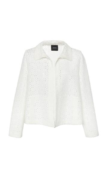 Akris Chaya Open Woven Plaid Embroidered Jacket