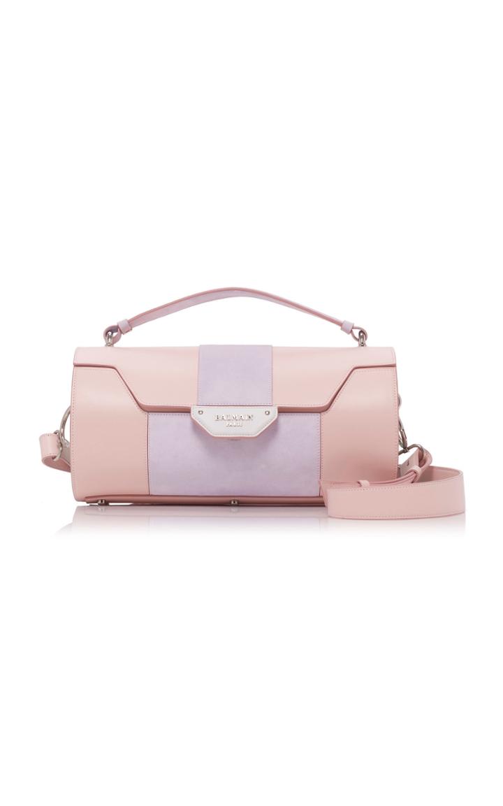 Balmain Polochon Scarabee Leather And Suede Bag