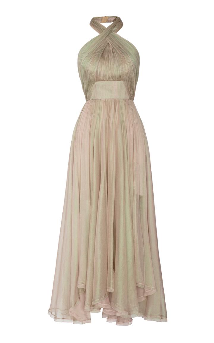 Maria Lucia Hohan Velvet Metallic Mousseline Midi Dress