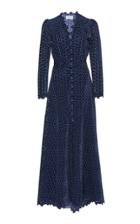 Luisa Beccaria Floral Embroidered V-neck Maxi Dress