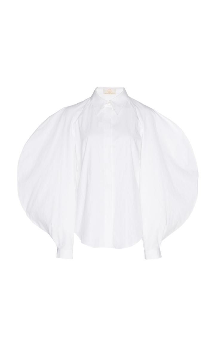 Sara Battaglia Structured Sleeve Cotton Button Down