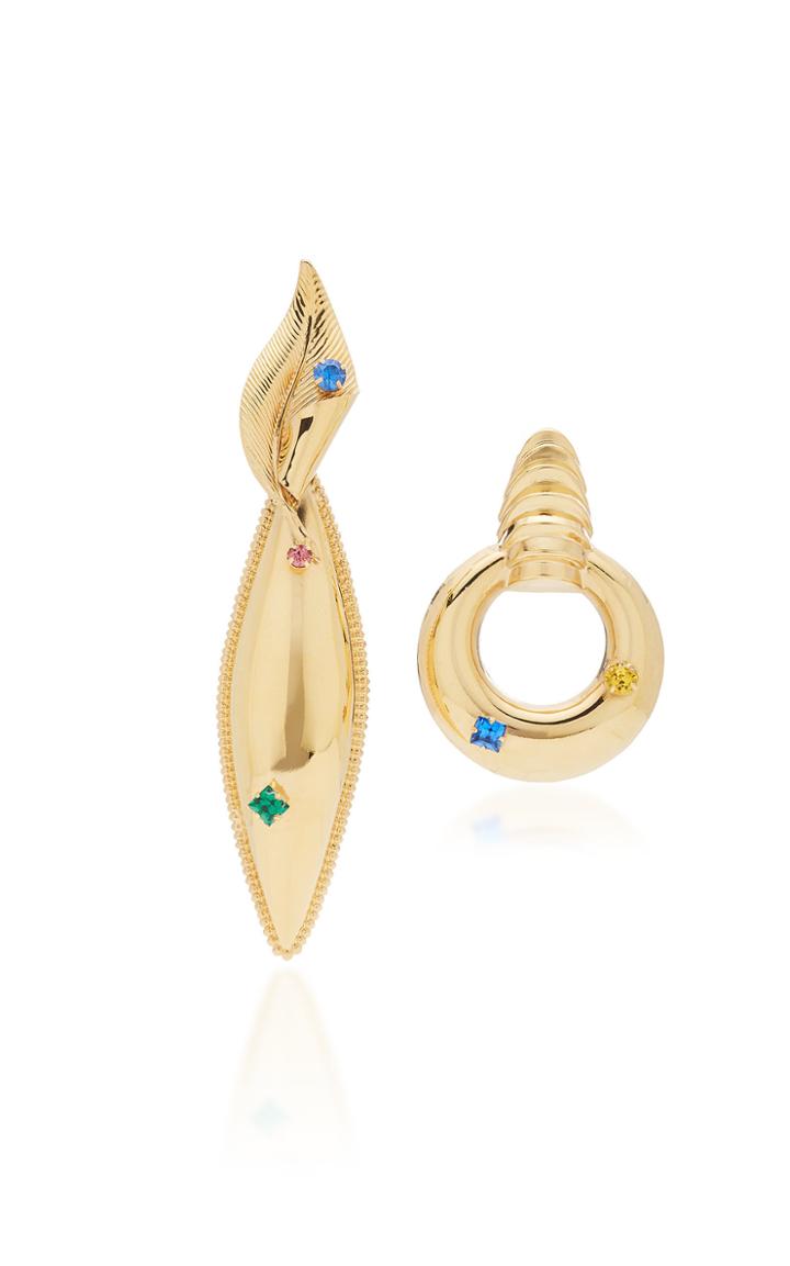 Rodarte Gold Modern Earrings With Swarovski Crystals