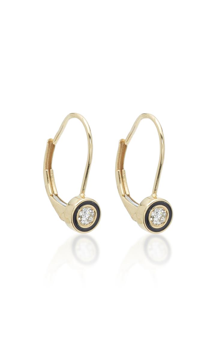Sydney Evan Single Stone Enamel Franch Wire Earrings