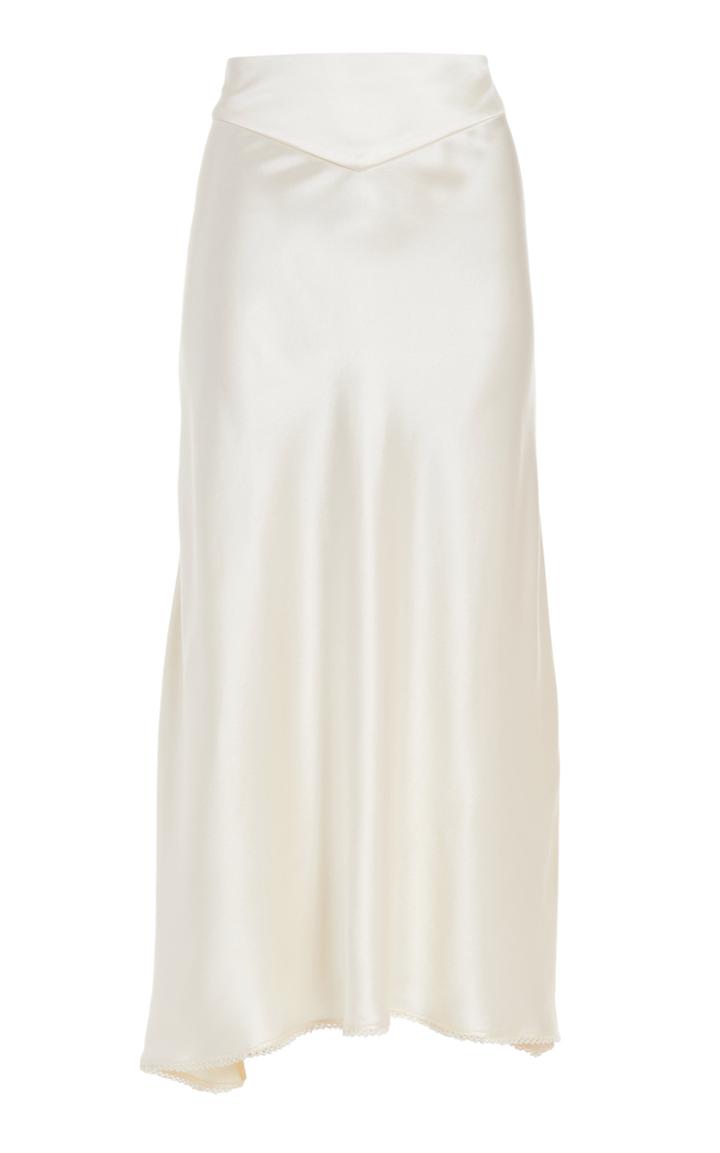 Moda Operandi Markarian Aveline Crepe Back Satin Midi Skirt W Crochet