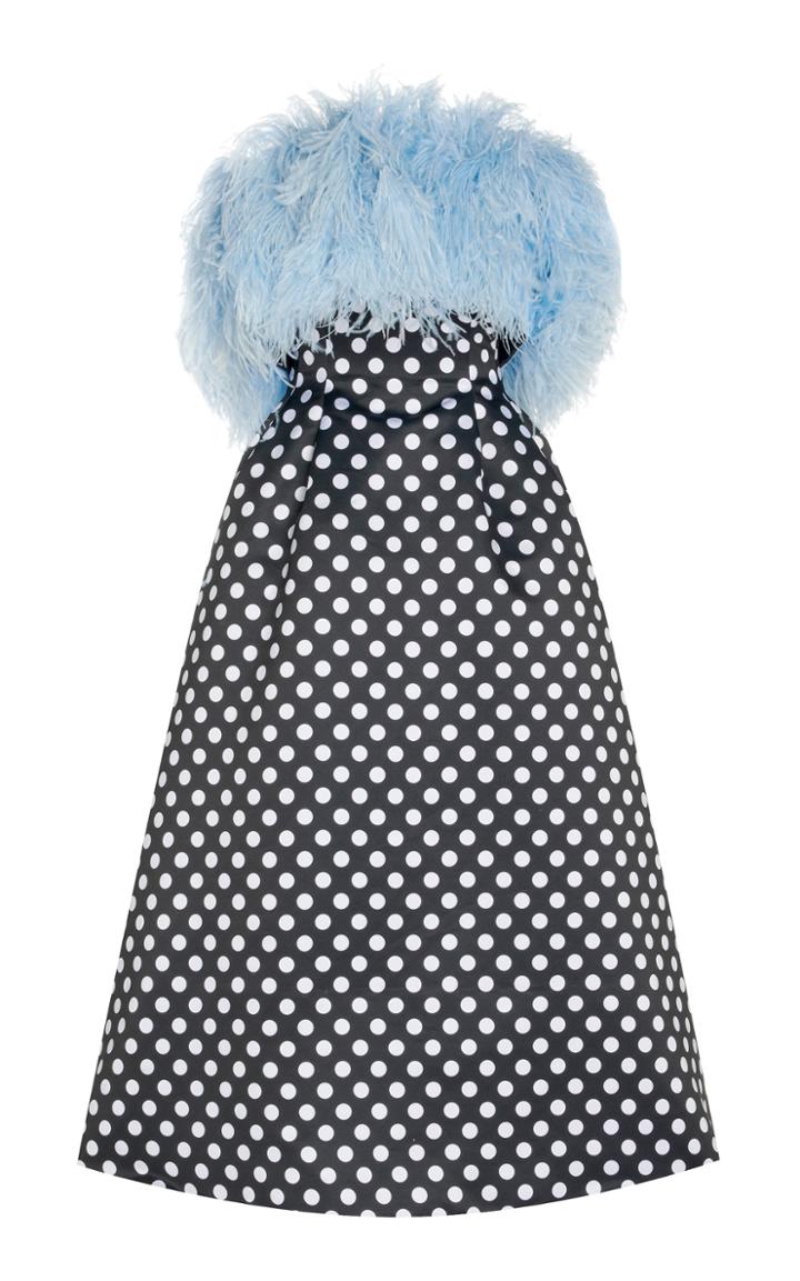Moda Operandi Richard Quinn Polka Dot Feather-trimmed Taffeta Dress