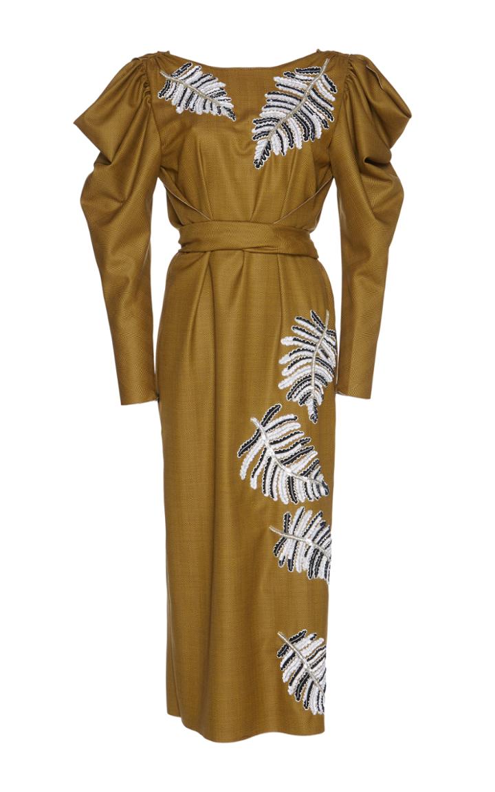Attico Livia Svarowski Embroidered Wool Dress